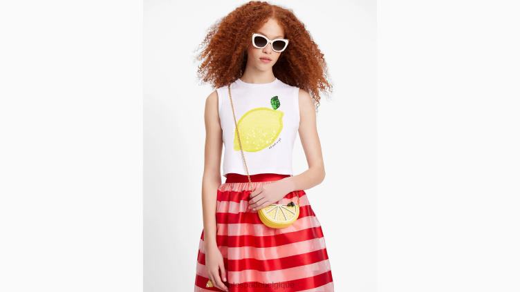 porte-monnaie à chaîne à goutte de citron Kate Spade femmes accessoires D8288373 pissenlit jaune multi
