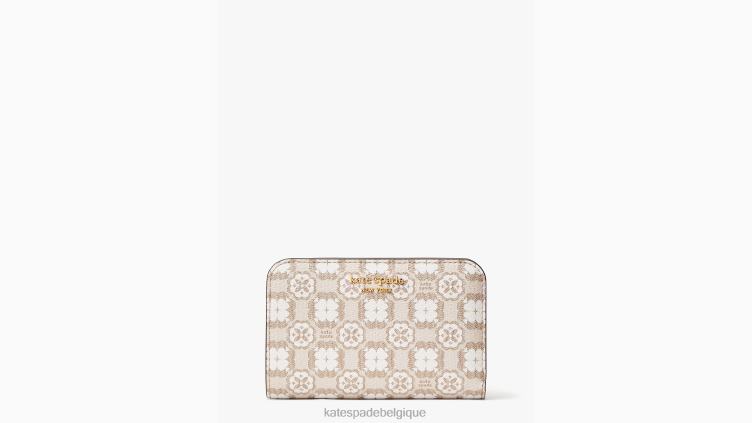 portefeuille compact en toile enduite à monogramme fleuri Kate Spade femmes accessoires D8288436 naturel multi