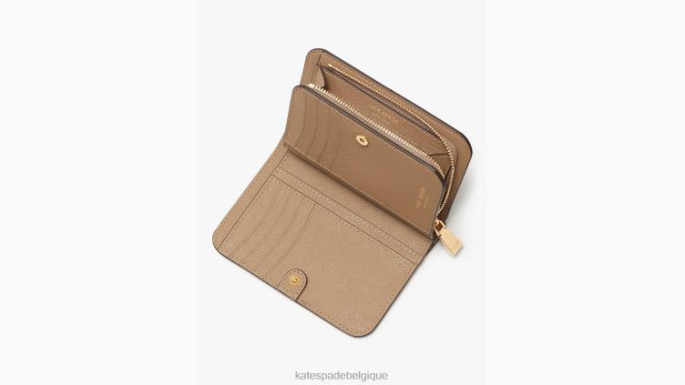 portefeuille compact en toile enduite à monogramme fleuri Kate Spade femmes accessoires D8288436 naturel multi