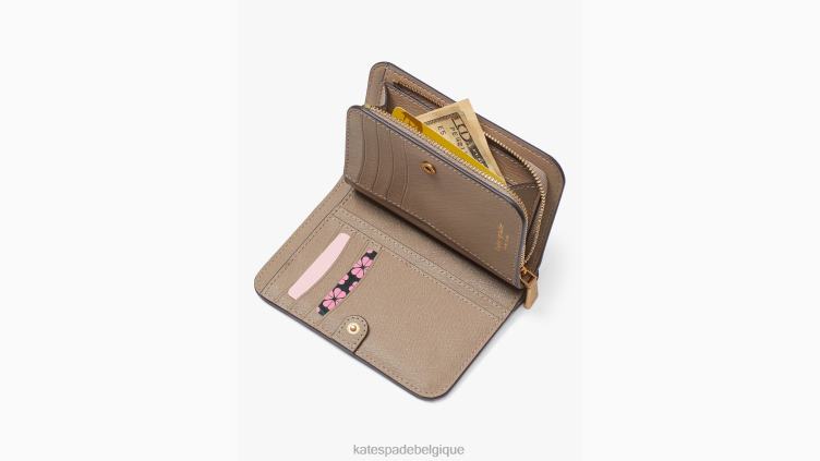 portefeuille compact en toile enduite à monogramme fleuri Kate Spade femmes accessoires D8288436 naturel multi