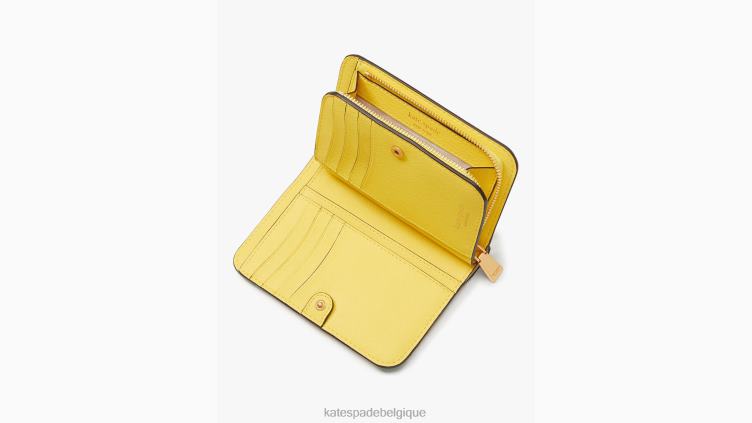portefeuille compact à imprimé citron Morgan Kate Spade femmes accessoires D8288364 parchemin multi