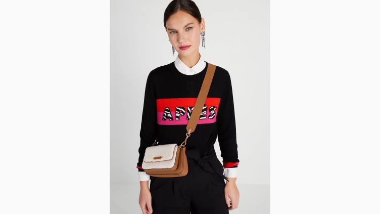 Sac à bandoulière Morgan en peau lainée et cuir grainé Kate Spade femmes accessoires D8288475 crème multi