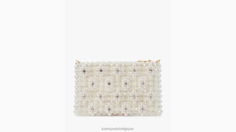 mini sac porté épaule à perles et fleurs purl Kate Spade femmes accessoires D8288171 crème