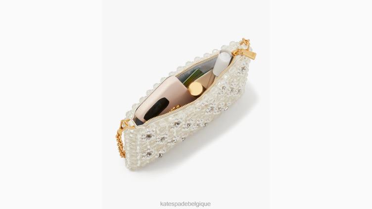 mini sac porté épaule à perles et fleurs purl Kate Spade femmes accessoires D8288171 crème