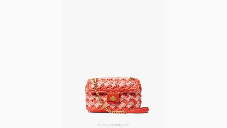 petit sac à bandoulière en raphia au crochet rayé evelyn Kate Spade femmes accessoires D828812 coccinelle multi