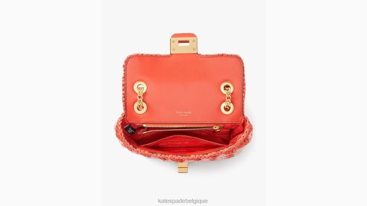 petit sac à bandoulière en raphia au crochet rayé evelyn Kate Spade femmes accessoires D828812 coccinelle multi