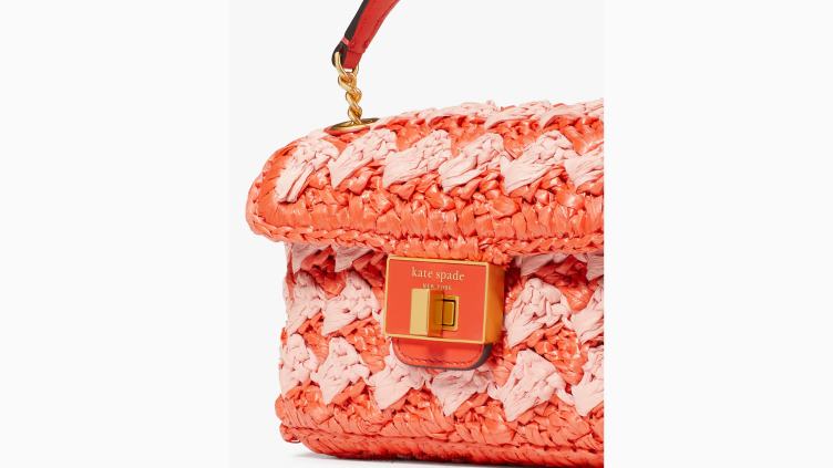 petit sac à bandoulière en raphia au crochet rayé evelyn Kate Spade femmes accessoires D828812 coccinelle multi