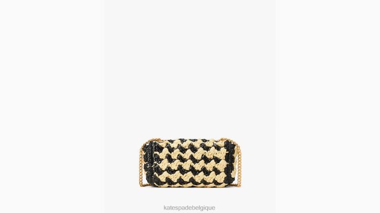 petit sac à bandoulière en raphia au crochet rayé evelyn Kate Spade femmes accessoires D828813 noir multicolore