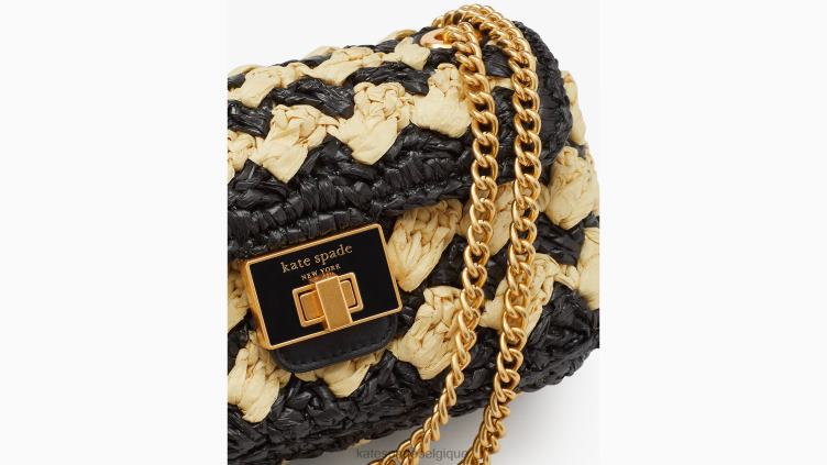 petit sac à bandoulière en raphia au crochet rayé evelyn Kate Spade femmes accessoires D828813 noir multicolore