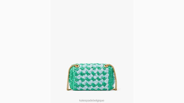 petit sac à bandoulière en raphia au crochet rayé evelyn Kate Spade femmes accessoires D828814 légumes verts frais multi