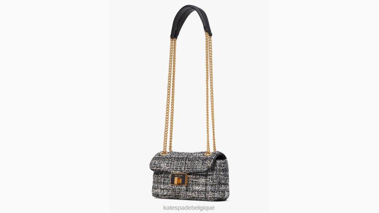 petit sac à bandoulière en tweed à sequins evelyn Kate Spade femmes accessoires D8288476 noir multicolore