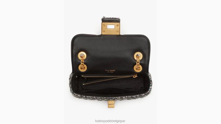 petit sac à bandoulière en tweed à sequins evelyn Kate Spade femmes accessoires D8288476 noir multicolore