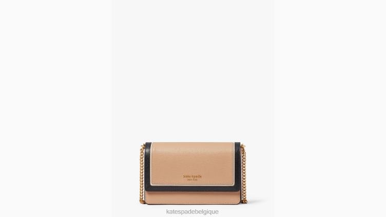 portefeuille à chaîne à rabat color block morgan Kate Spade femmes accessoires D8288190 café moka multi