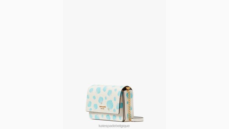 portefeuille à chaîne à rabat embossé coquillage morgan Kate Spade femmes accessoires D828846 crème multi