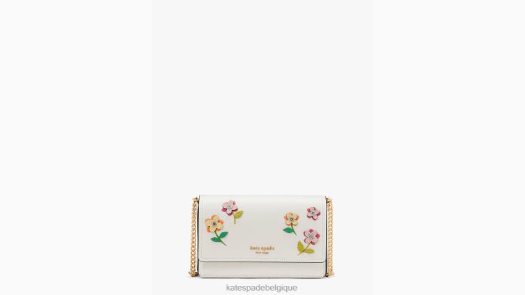 portefeuille à chaîne à rabat fleuri en fleurs Kate Spade femmes accessoires D8288282 crème multi