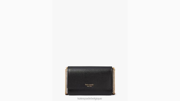 portefeuille à chaîne à rabat morgan Kate Spade femmes accessoires D8288268 noir