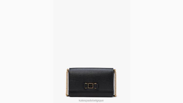 portefeuille à chaîne à rabat orné d'un nœud morgan Kate Spade femmes accessoires D8288313 noir