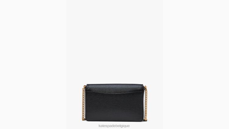 portefeuille à chaîne à rabat orné d'un nœud morgan Kate Spade femmes accessoires D8288313 noir