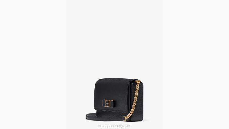 portefeuille à chaîne à rabat orné d'un nœud morgan Kate Spade femmes accessoires D8288313 noir