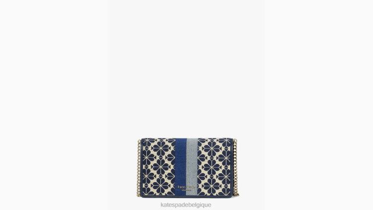 portefeuille à chaîne à rayures et fleurs en jacquard Kate Spade femmes accessoires D8288253 bleu multicolore