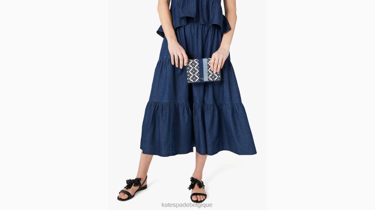 portefeuille à chaîne à rayures et fleurs en jacquard Kate Spade femmes accessoires D8288253 bleu multicolore