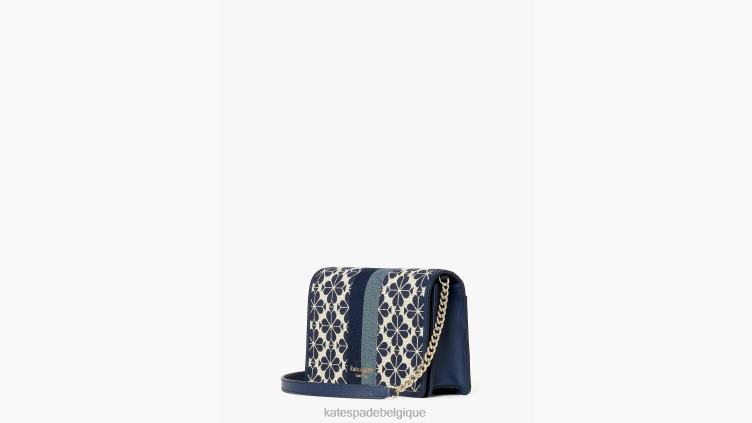 portefeuille à chaîne à rayures et fleurs en jacquard Kate Spade femmes accessoires D8288253 bleu multicolore