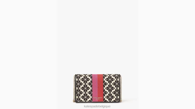portefeuille à chaîne à rayures et fleurs en jacquard Kate Spade femmes accessoires D8288254 crème multi