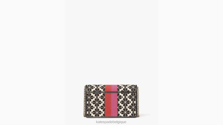 portefeuille à chaîne à rayures et fleurs en jacquard Kate Spade femmes accessoires D8288254 crème multi