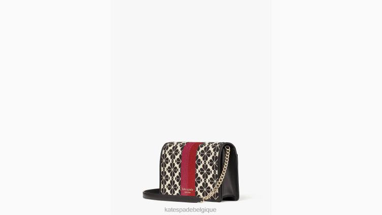 portefeuille à chaîne à rayures et fleurs en jacquard Kate Spade femmes accessoires D8288254 crème multi