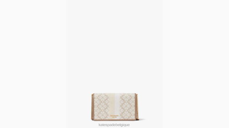 portefeuille à chaîne à rayures et fleurs en jacquard Kate Spade femmes accessoires D8288255 naturel multi