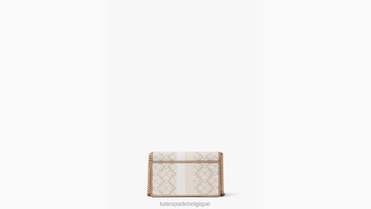portefeuille à chaîne à rayures et fleurs en jacquard Kate Spade femmes accessoires D8288255 naturel multi