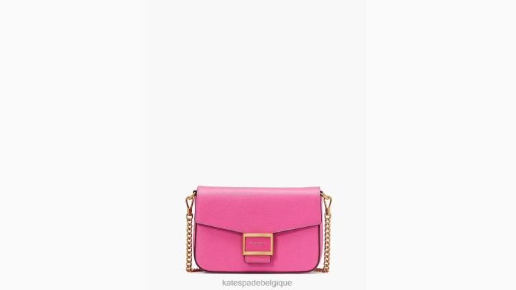 sac à bandoulière à chaîne à rabat en cuir texturé Katy Kate Spade femmes accessoires D828861 rose énergétique