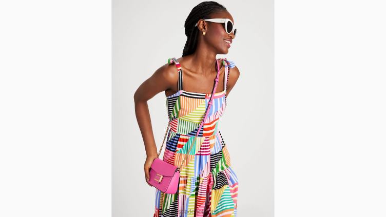 sac à bandoulière à chaîne à rabat en cuir texturé Katy Kate Spade femmes accessoires D828861 rose énergétique