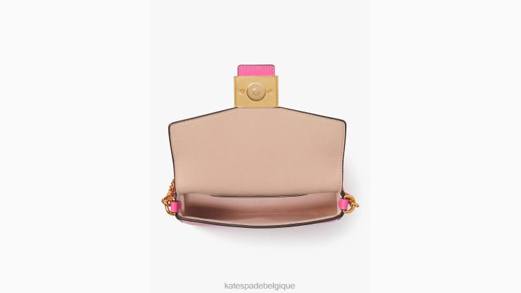 sac à bandoulière à chaîne à rabat en cuir texturé Katy Kate Spade femmes accessoires D828861 rose énergétique