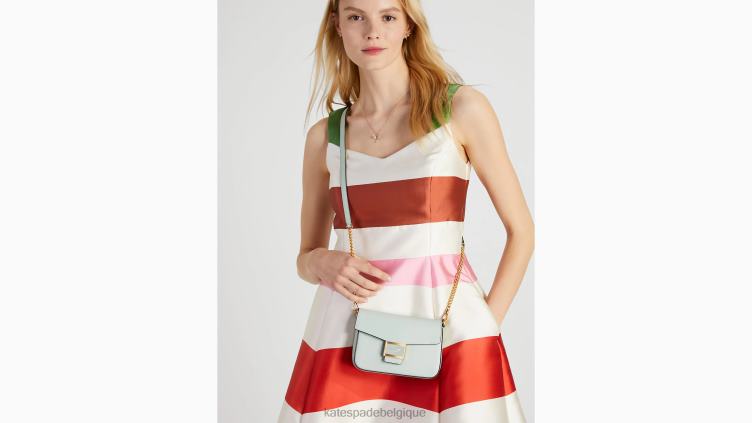 sac à bandoulière à chaîne à rabat en cuir texturé Katy Kate Spade femmes accessoires D828862 cristal bleu