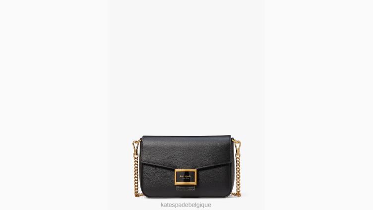 sac à bandoulière à chaîne à rabat en cuir texturé Katy Kate Spade femmes accessoires D828863 noir