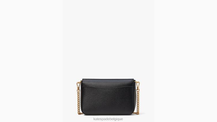 sac à bandoulière à chaîne à rabat en cuir texturé Katy Kate Spade femmes accessoires D828863 noir