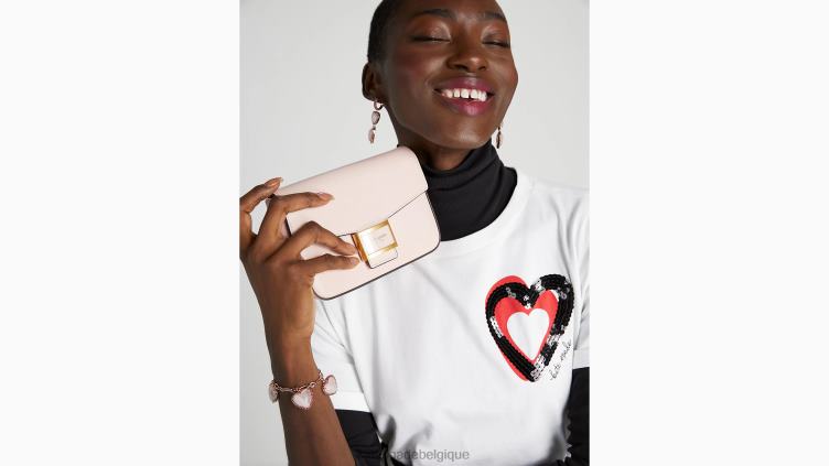 sac à bandoulière à chaîne à rabat en cuir texturé Katy Kate Spade femmes accessoires D828864 mochi rose