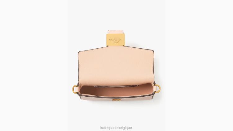 sac à bandoulière à chaîne à rabat en cuir texturé Katy Kate Spade femmes accessoires D828864 mochi rose