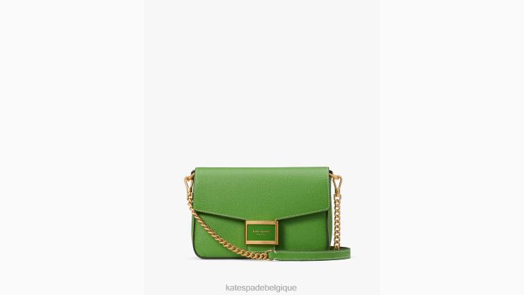 sac à bandoulière à chaîne à rabat en cuir texturé Katy Kate Spade femmes accessoires D828865 ks vert