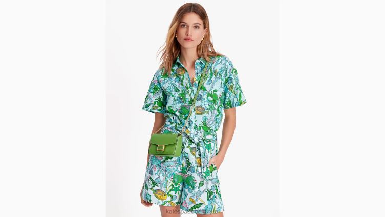 sac à bandoulière à chaîne à rabat en cuir texturé Katy Kate Spade femmes accessoires D828865 ks vert