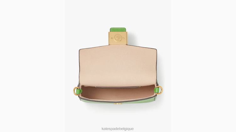 sac à bandoulière à chaîne à rabat en cuir texturé Katy Kate Spade femmes accessoires D828865 ks vert