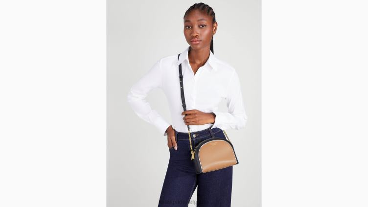 sac à bandoulière dôme à double fermeture éclair color block morgan Kate Spade femmes accessoires D8288278 café moka multi
