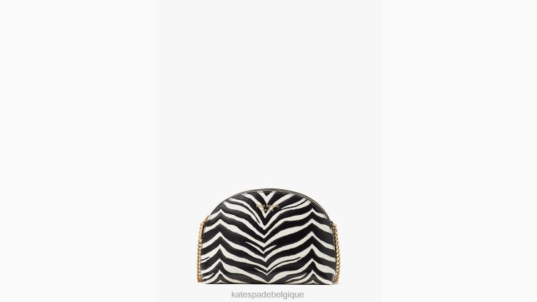 sac à bandoulière dôme à double zip embossé zèbre morgan Kate Spade femmes accessoires D8288477 noir multicolore