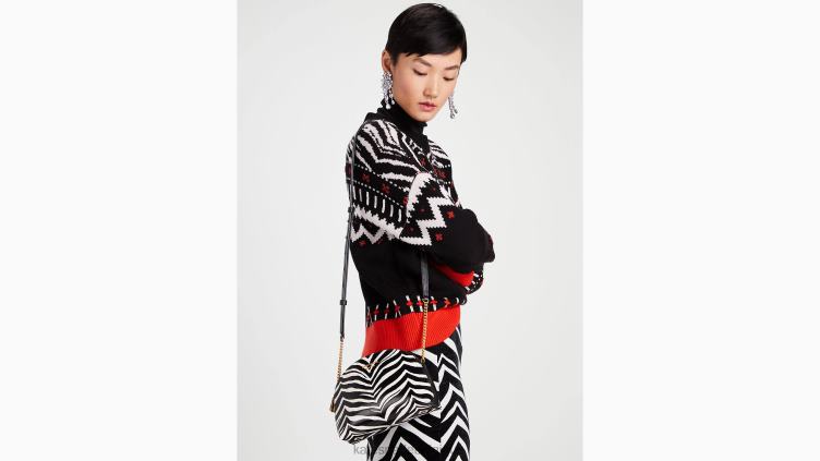 sac à bandoulière dôme à double zip embossé zèbre morgan Kate Spade femmes accessoires D8288477 noir multicolore