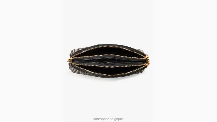 sac à bandoulière dôme à double zip embossé zèbre morgan Kate Spade femmes accessoires D8288477 noir multicolore