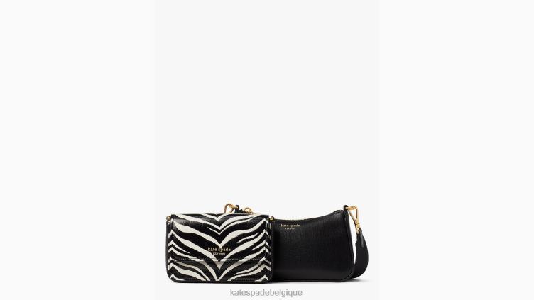 sac à bandoulière double à motif zèbre morgan Kate Spade femmes accessoires D8288471 noir multicolore