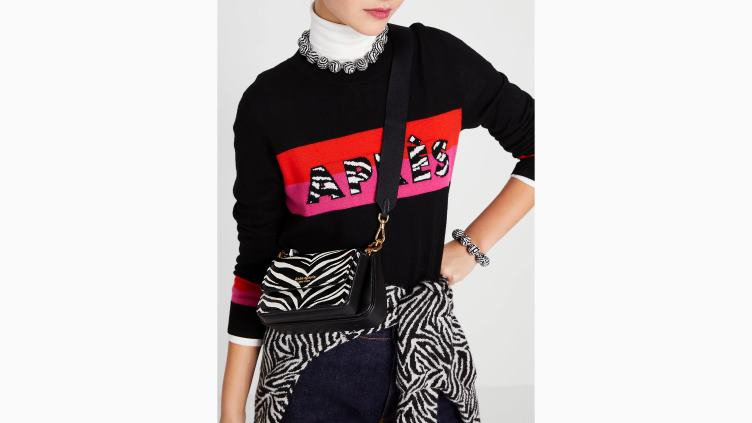 sac à bandoulière double à motif zèbre morgan Kate Spade femmes accessoires D8288471 noir multicolore