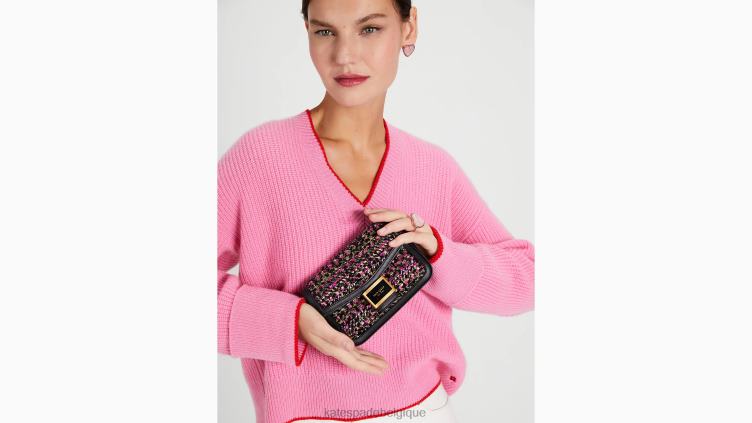 sac à bandoulière en chaîne à rabat Katy en tweed Kate Spade femmes accessoires D8288474 rose multicolore