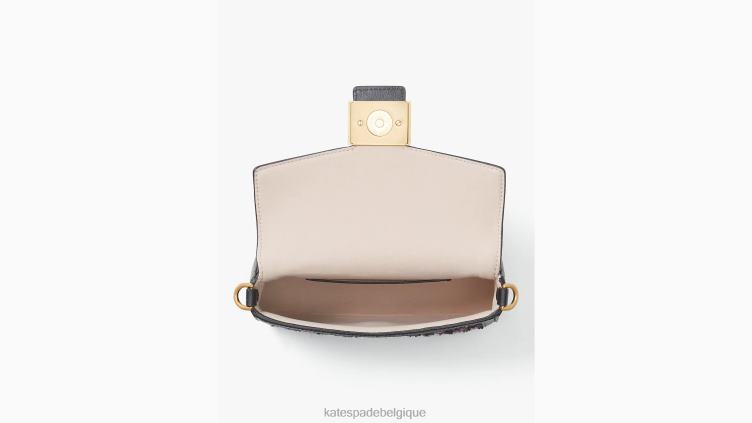 sac à bandoulière en chaîne à rabat Katy en tweed Kate Spade femmes accessoires D8288474 rose multicolore